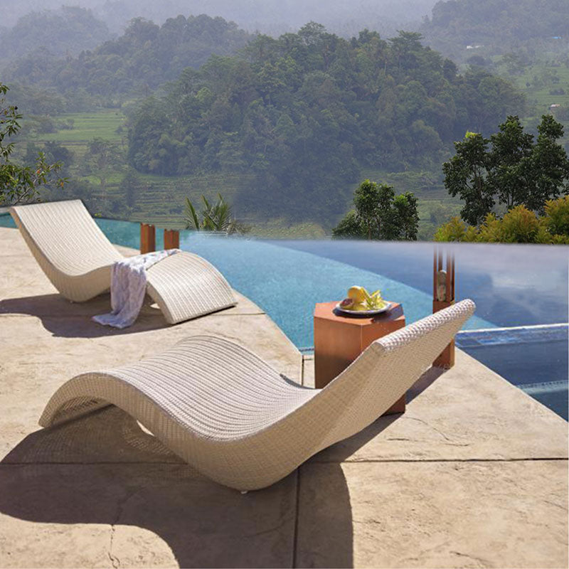 Outdoor Rattan Sun Lounger S-Shaped for Garden, Balcony, Patio, Poolside & Beach