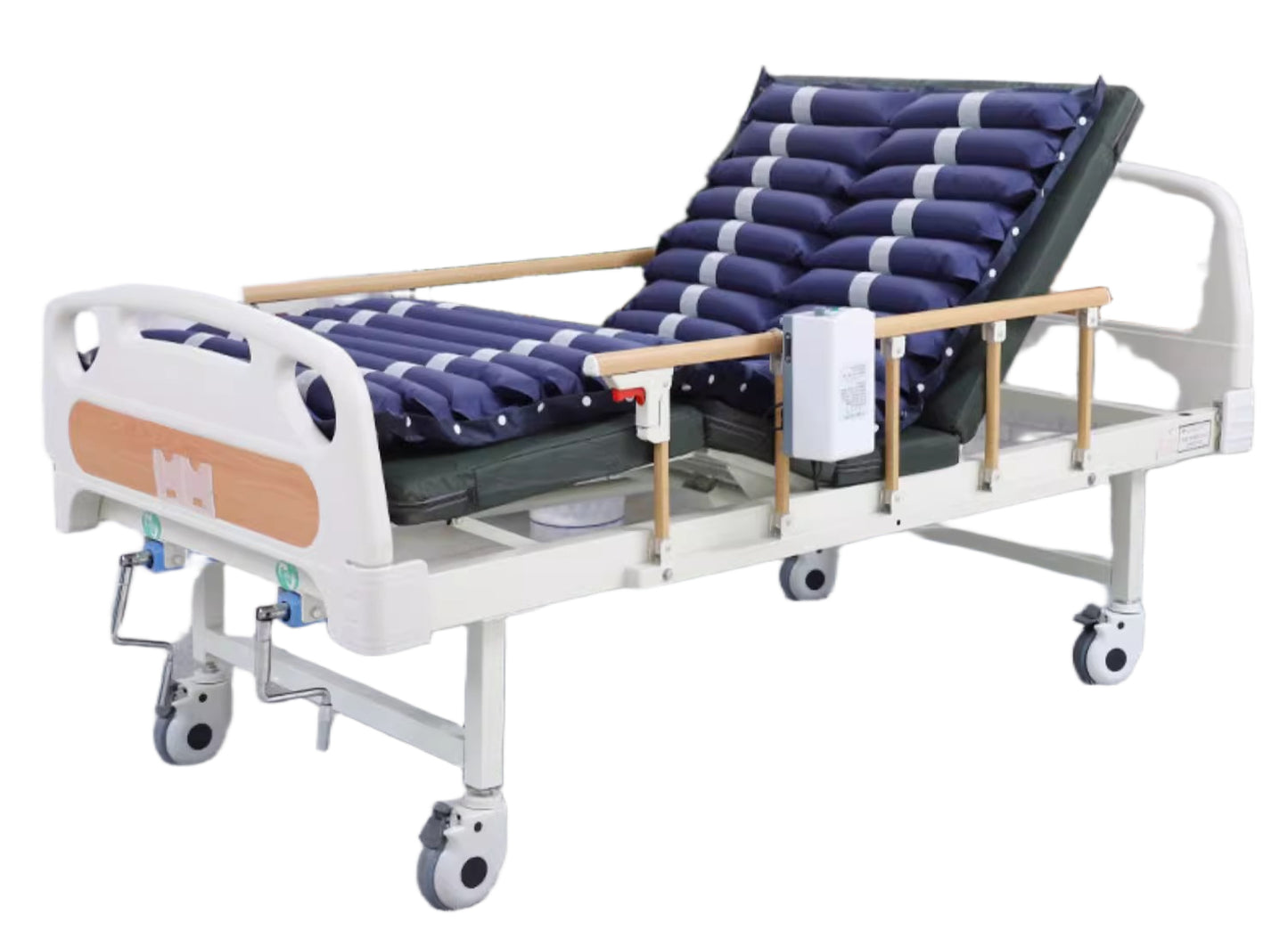 Elegant Multi-Functional Medical Bed with Adjustable Head and Wheels for Home and Hospital Use