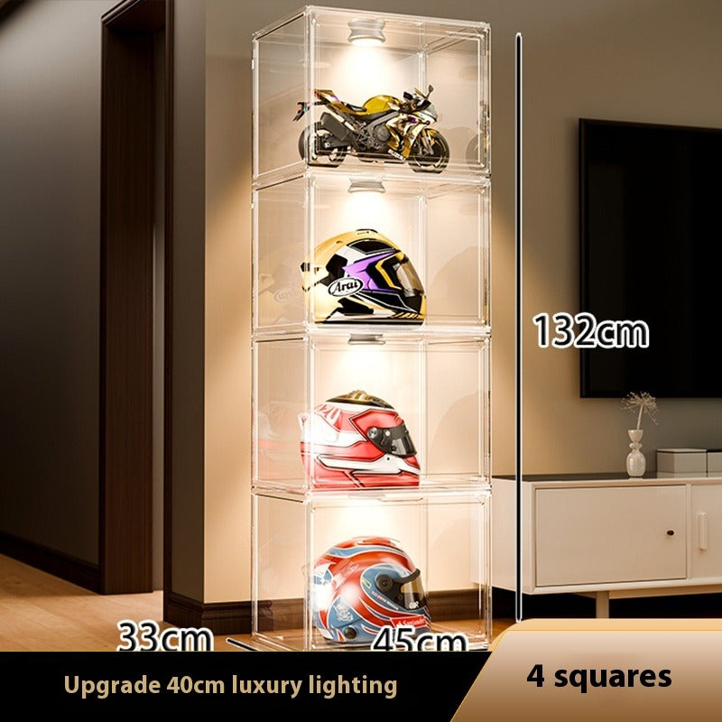 Acrylic Display Cabinet with LED – Extra-Long Transparent Showcase for LEGO, Figures & Collectibles
