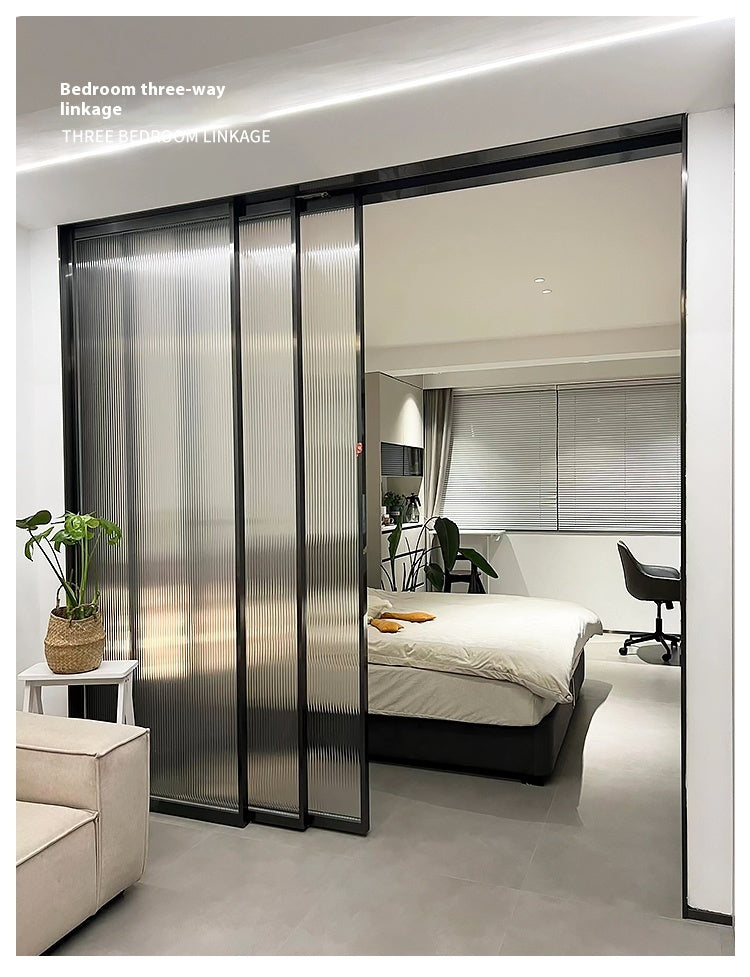 OPK Ultra-Slim 3-Panel Sliding Glass Door – Trackless Kitchen Partition for Balcony & Interior Use