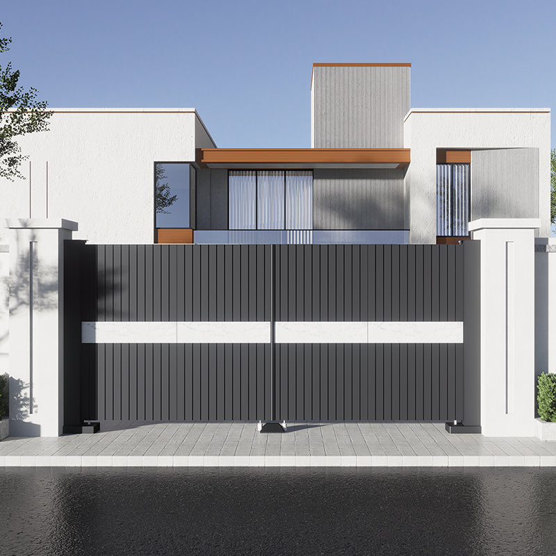Smart Floating Folding Courtyard Gate – High-End Aluminum Double Swing Gate for Villas & Gardens