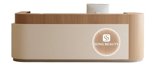 Wooden Reception Desk – Minimalist Cashier & Bar Counter for Boutique, Salon, or Studio
