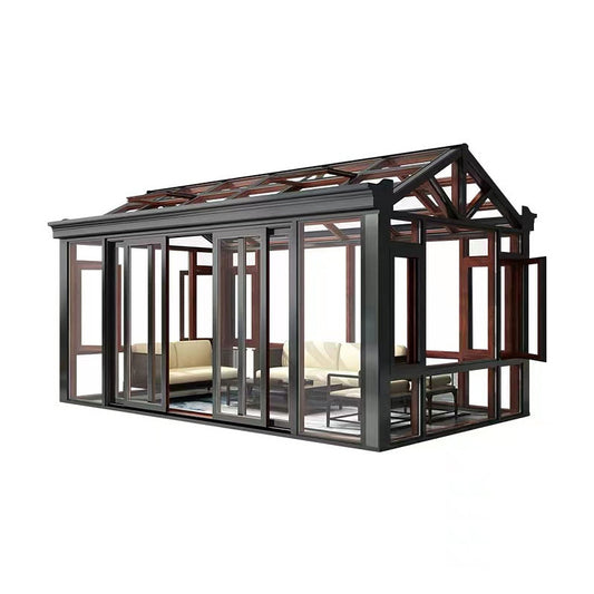 Aluminum Glass Sunroom with Tempered Glass & Insulated Windows for Villa Patio, Balcony & Garden