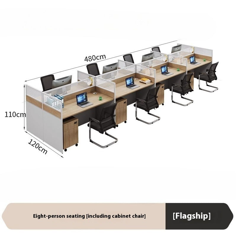 Cross-Shaped Office Workstation with Partition Panels & Desk Chair Set for Multiple Employees