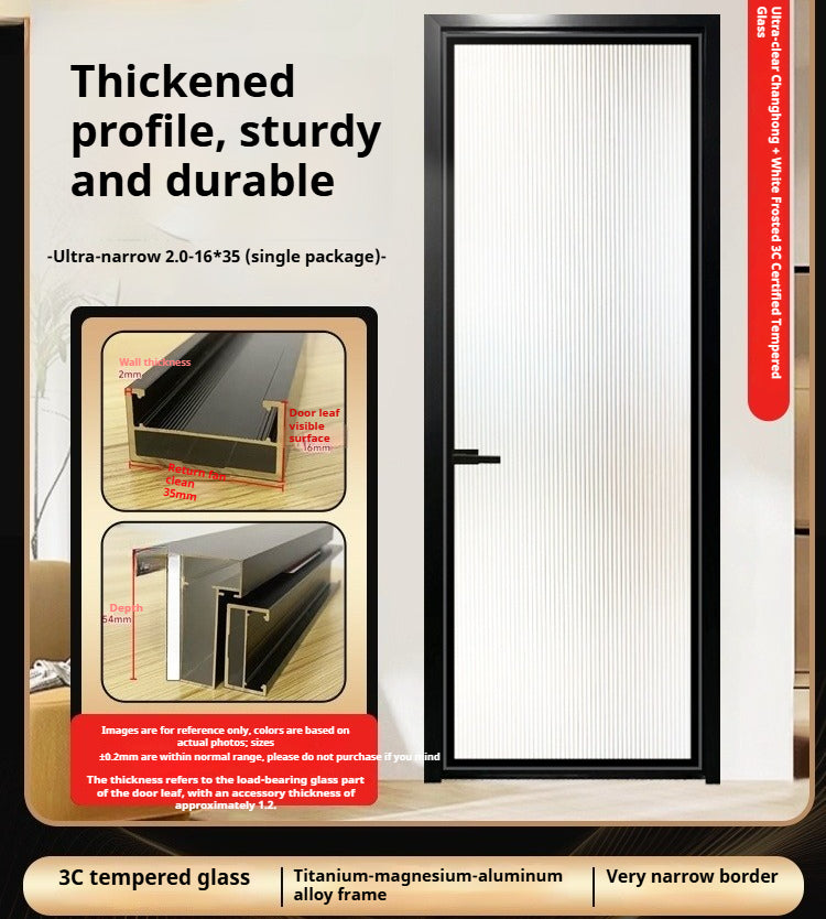 Titanium-Magnesium Alloy Bathroom Door – Fluted Glass Toilet & Shower Door for Modern Washrooms
