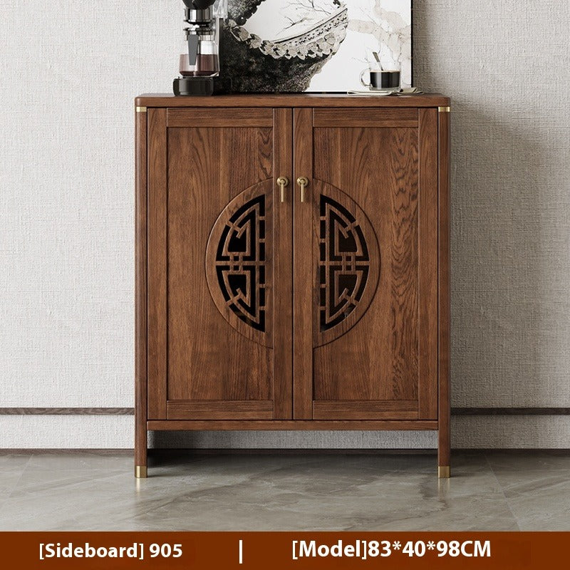 Solid Wood Sideboard – Tall All-in-One Tea & Wine Cabinet for Dining Room or Kitchen