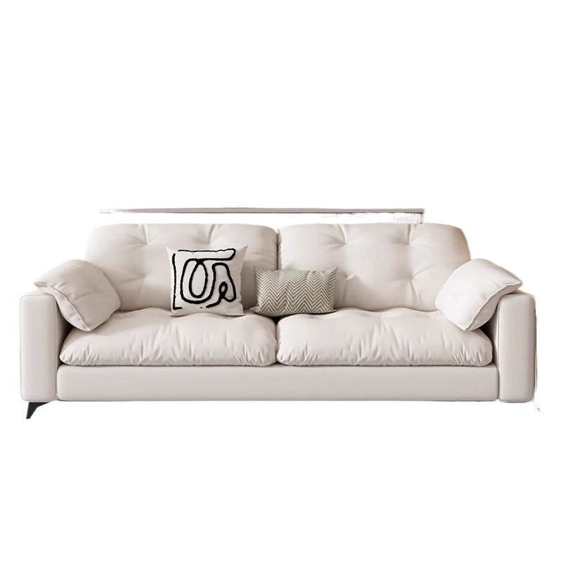 Easy-Clean Fabric Sofa Bed with Anti-Scratch Leather for Small Nordic Living Rooms