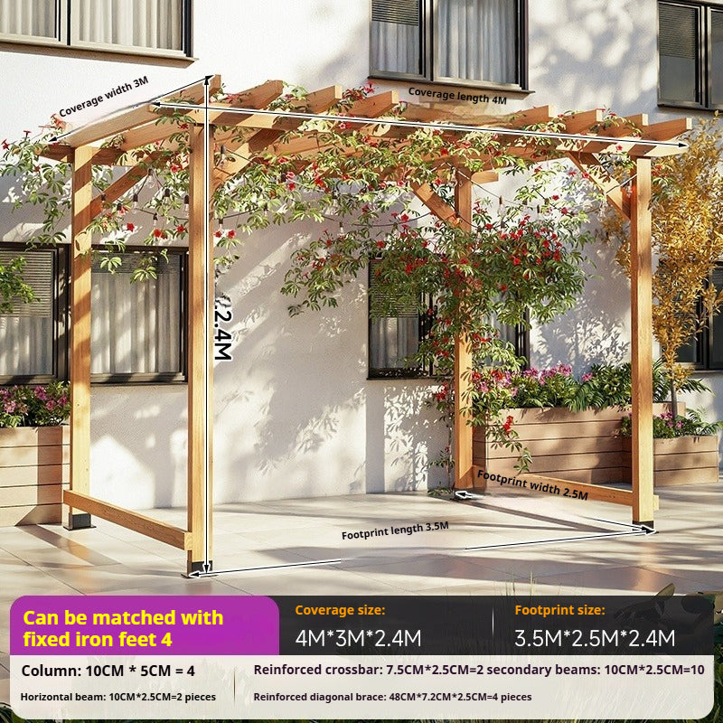 Outdoor Pergola & Trellis Pavilion in Treated Wood for Villa Garden & Courtyard Use