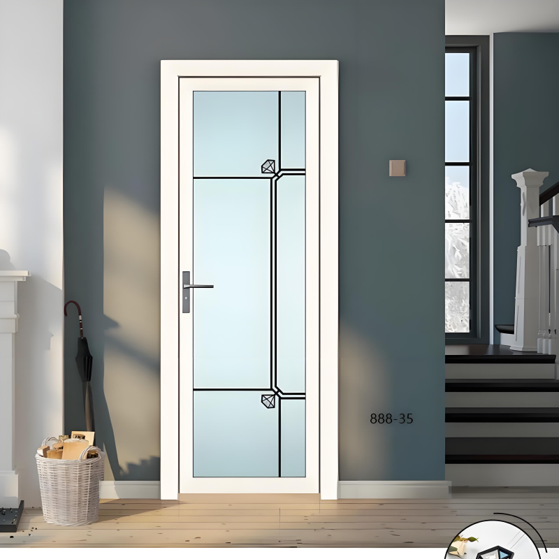 Aluminum Bathroom Door – Tempered Glass Swing Door for Home Washroom & Toilet