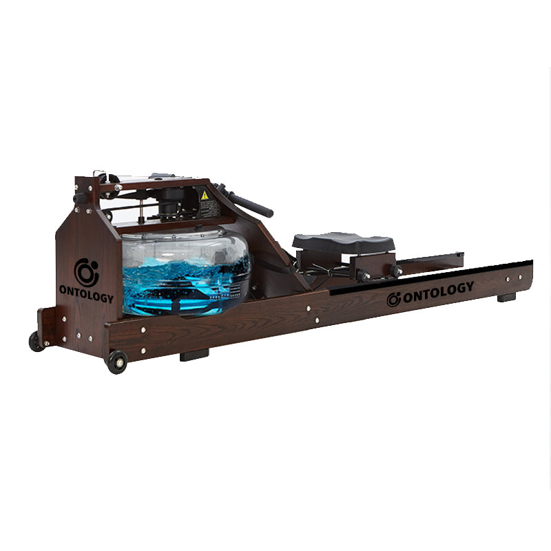 Commercial Water Rowing Machine with Foldable Solid Wood Frame for Home & Gym Use