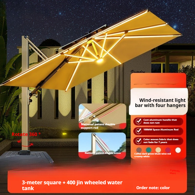 Outdoor Solar-Powered Roman Umbrella with LED Lights – Villa Patio & Garden Shade Parasol
