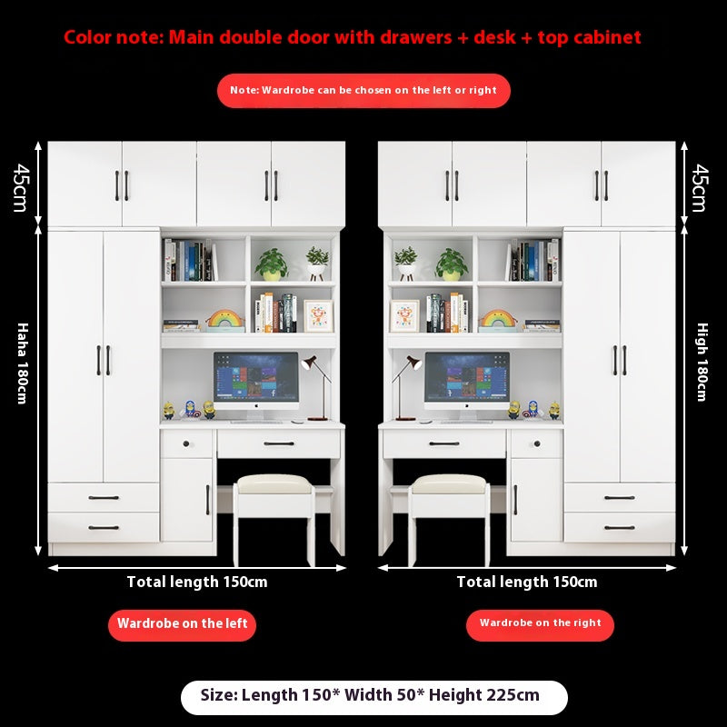 All-in-One Kids’ Desk with Wardrobe – Space-Saving Study Table & Bookshelf Combo for Small Bedrooms