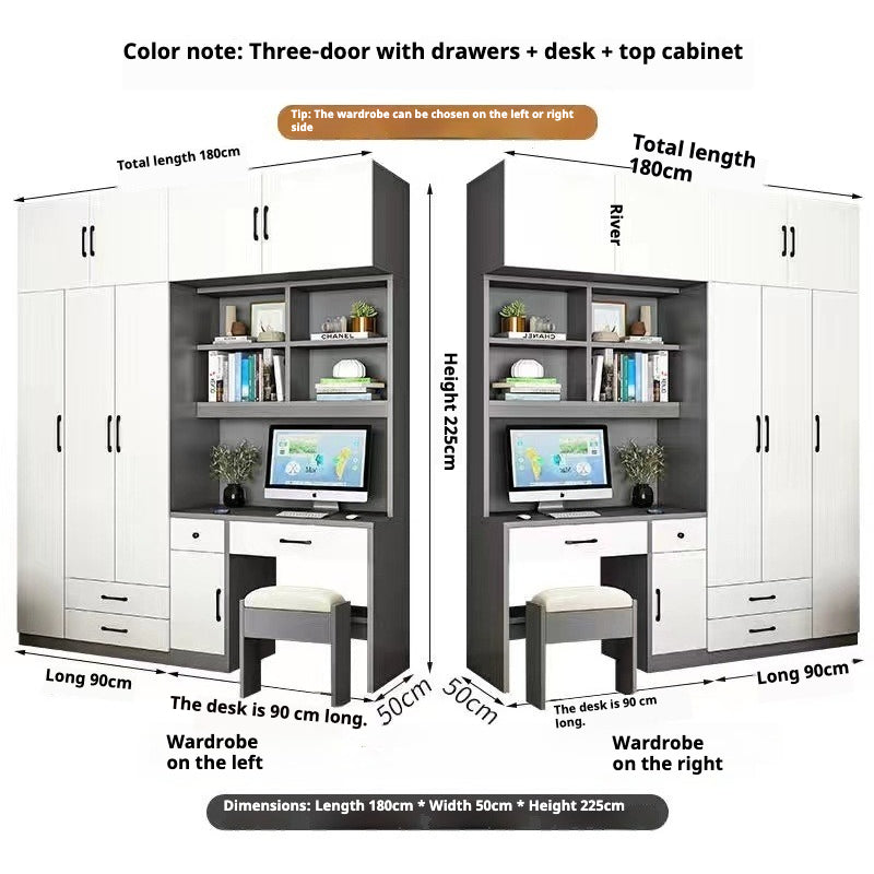 All-in-One Kids’ Desk with Wardrobe – Space-Saving Study Table & Bookshelf Combo for Small Bedrooms