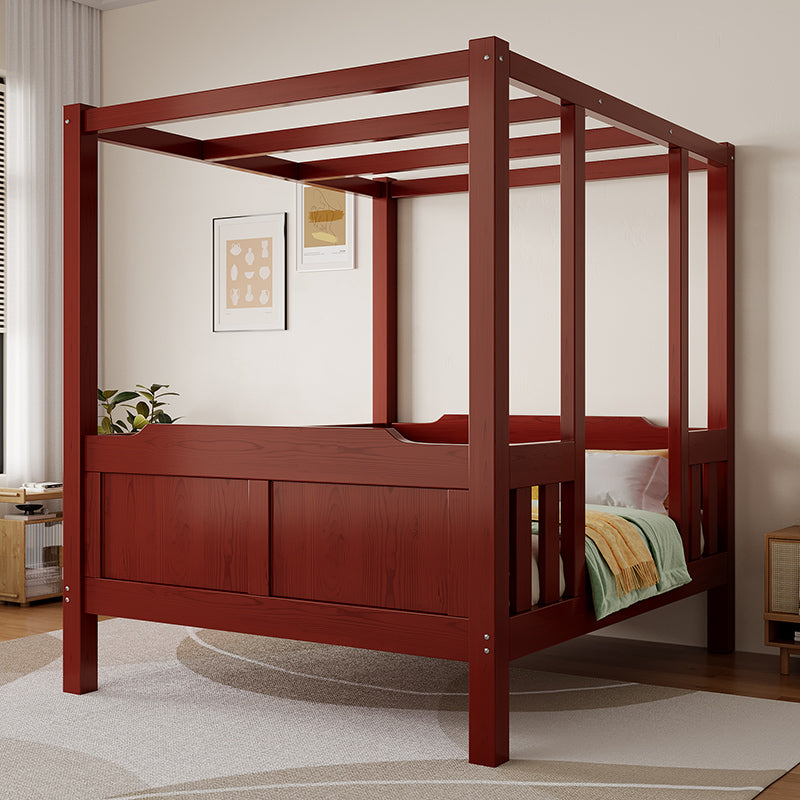 Custom Solid Wood Canopy Bed – 1.8M Modern Chinese-Style Four-Poster Double Bed for Master Bedroom or Guesthouse