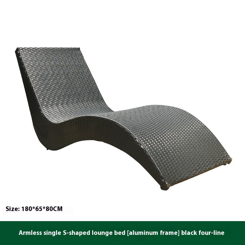 Outdoor Rattan Sun Lounger S-Shaped for Garden, Balcony, Patio, Poolside & Beach