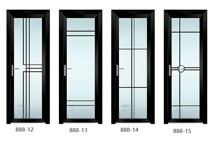 Aluminum Bathroom Door – Tempered Glass Swing Door for Home Washroom & Toilet