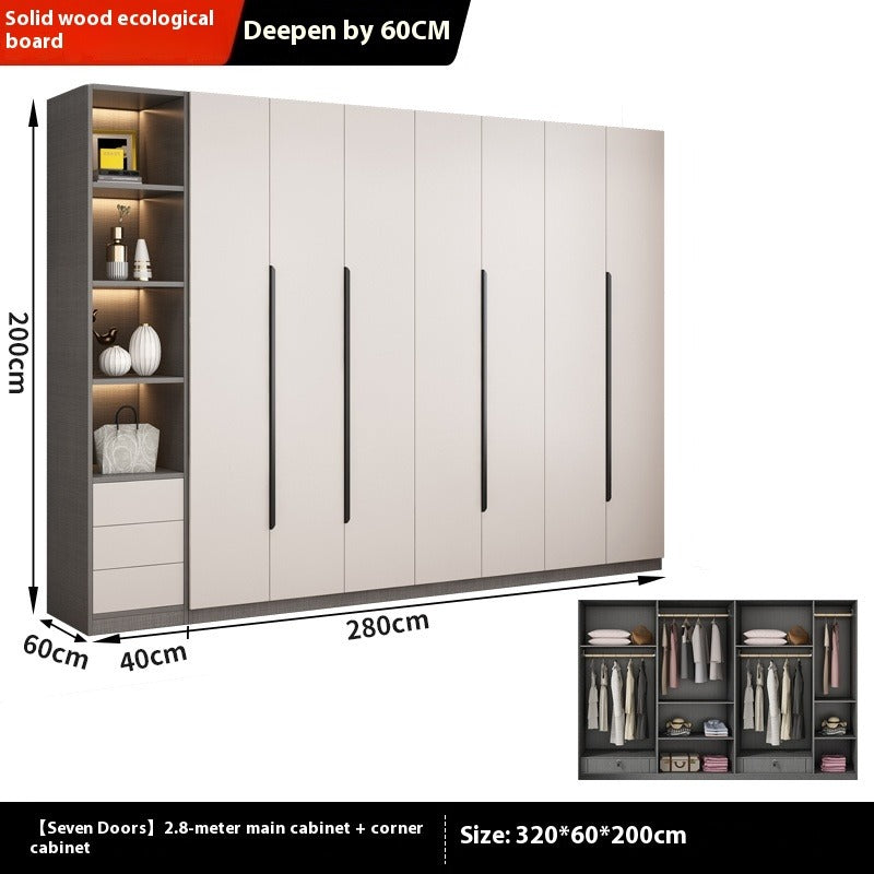 Solid Wood Wardrobe – Modern Eco-Board Closet for Small Bedroom Storage