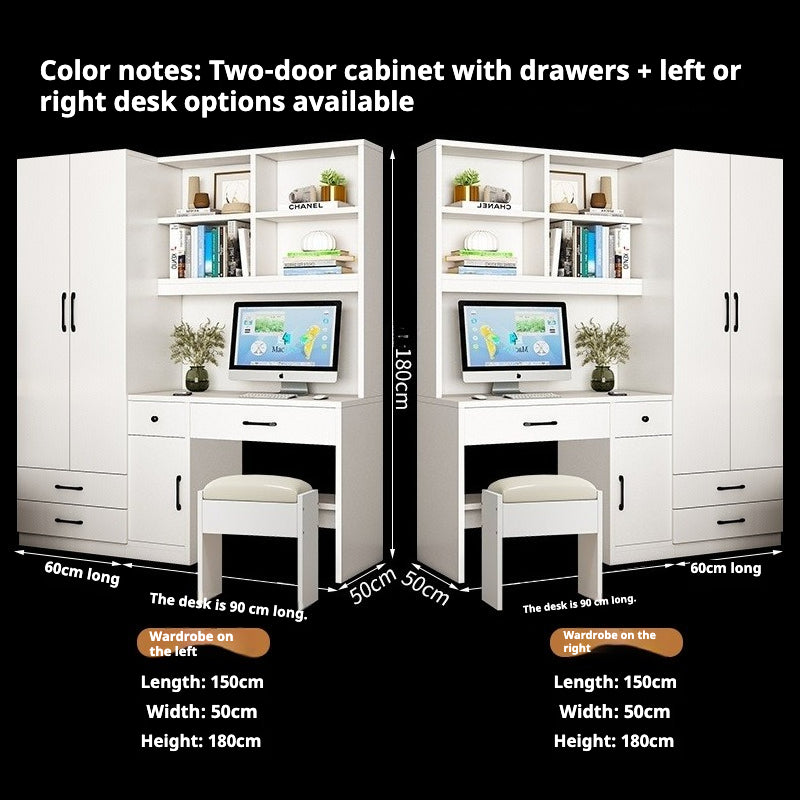 All-in-One Kids’ Desk with Wardrobe – Space-Saving Study Table & Bookshelf Combo for Small Bedrooms