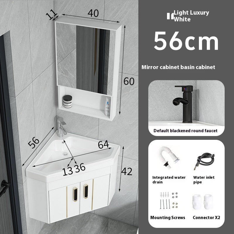 Wall-Mounted Corner Bathroom Vanity – Triangle Ceramic Basin Set for Small Bathrooms & Balconies
