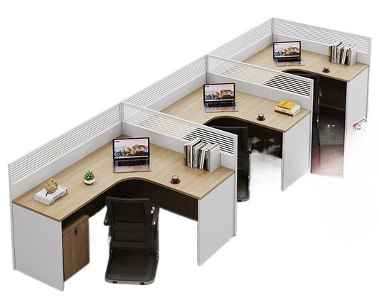 Cross-Shaped Office Workstation with Partition Panels & Desk Chair Set for Multiple Employees