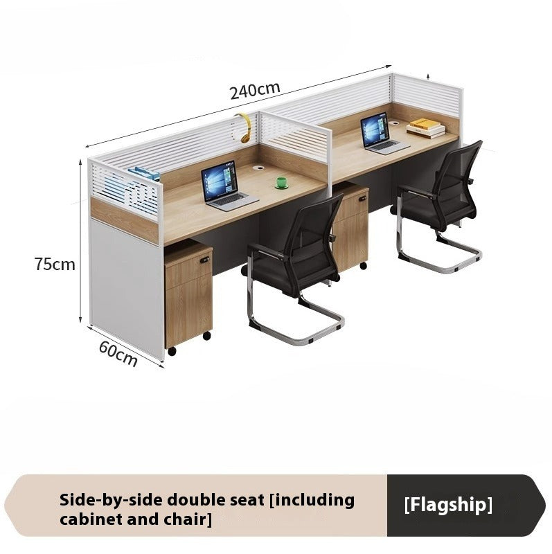 Cross-Shaped Office Workstation with Partition Panels & Desk Chair Set for Multiple Employees