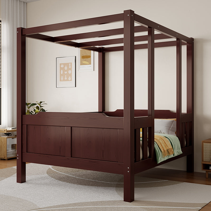 Custom Solid Wood Canopy Bed – 1.8M Modern Chinese-Style Four-Poster Double Bed for Master Bedroom or Guesthouse