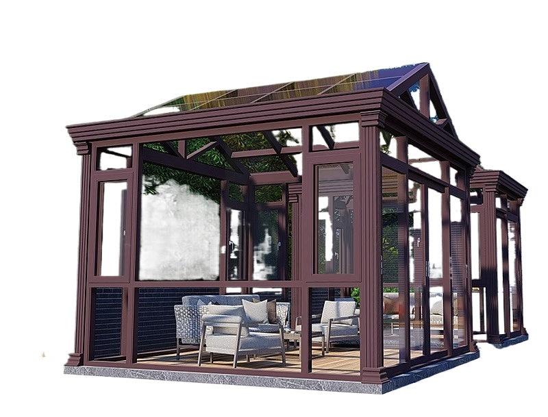 Villa Aluminum Glass Sunroom with Tempered Glass & Thermal-Break Windows for Balcony, Terrace & Garden