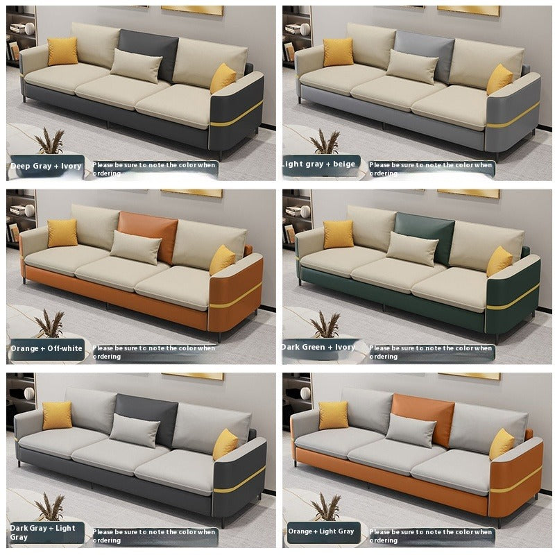 talian Minimalist Tech Fabric Sofa Set with Chaise for Small Modern Living Rooms