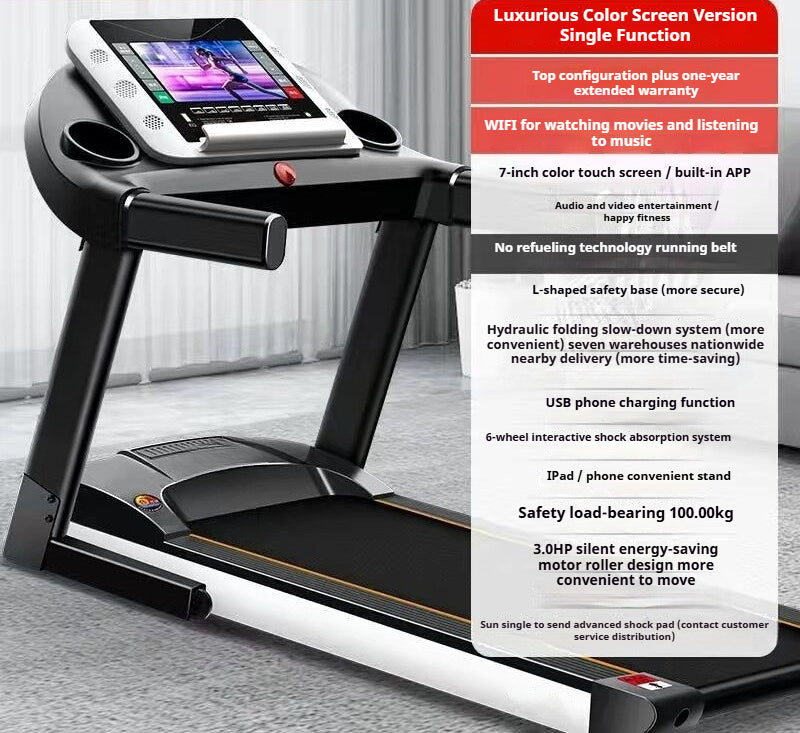 Smart Foldable Electric Treadmill for Home Use with Silent Motor & Walking Mode