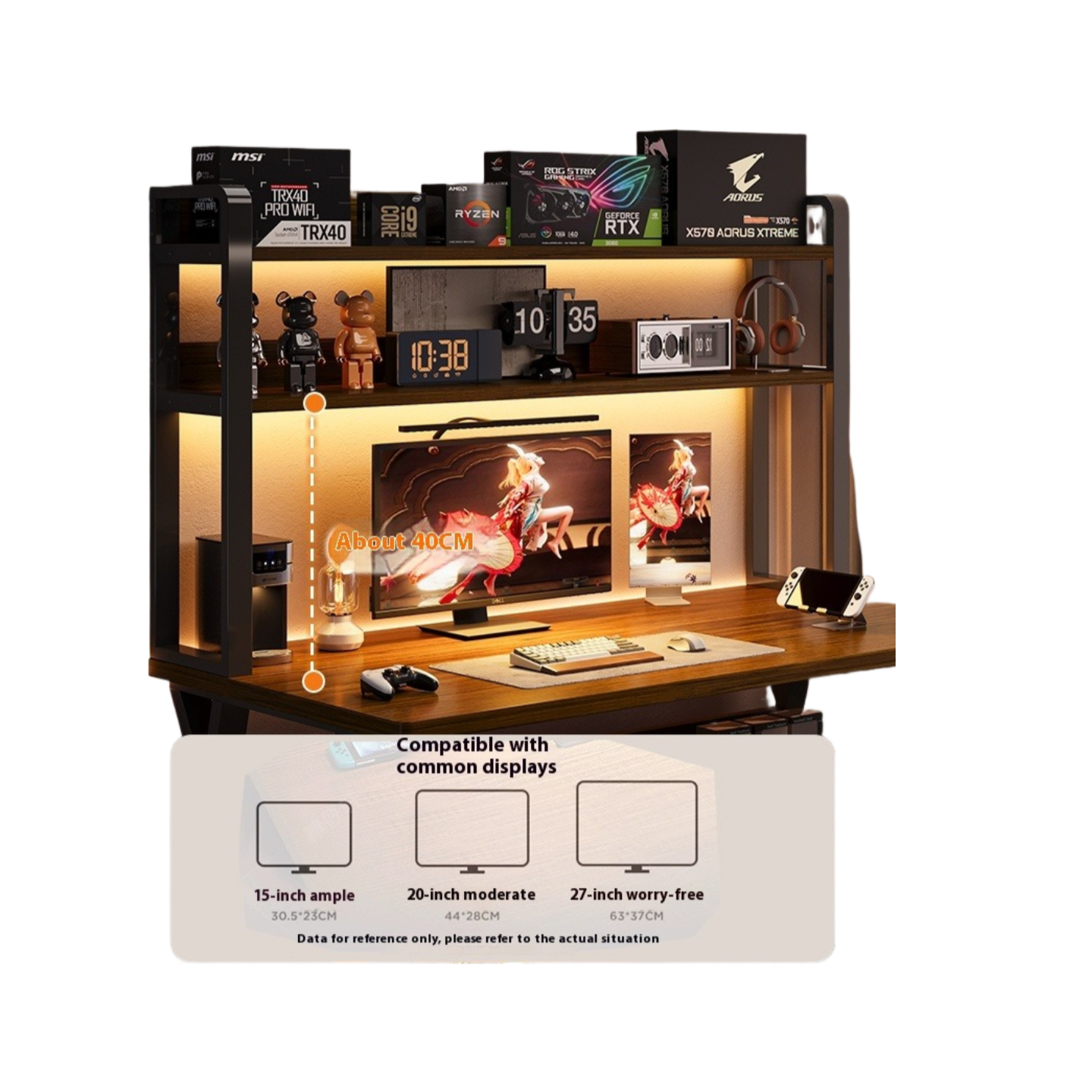 Computer Desk with Chair & Pegboard Bookshelf – All-in-One Home Office and Gaming Setup with Magnetic Hooks