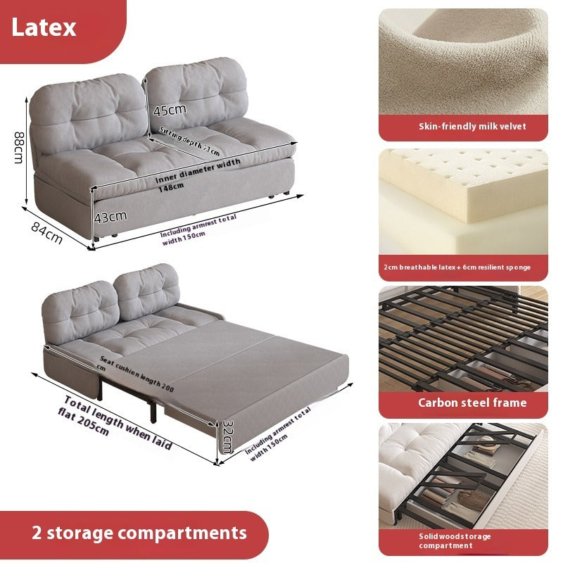 Cloud Sofa Bed with Pull-Out Storage for Small Living Rooms & Tatami Spaces