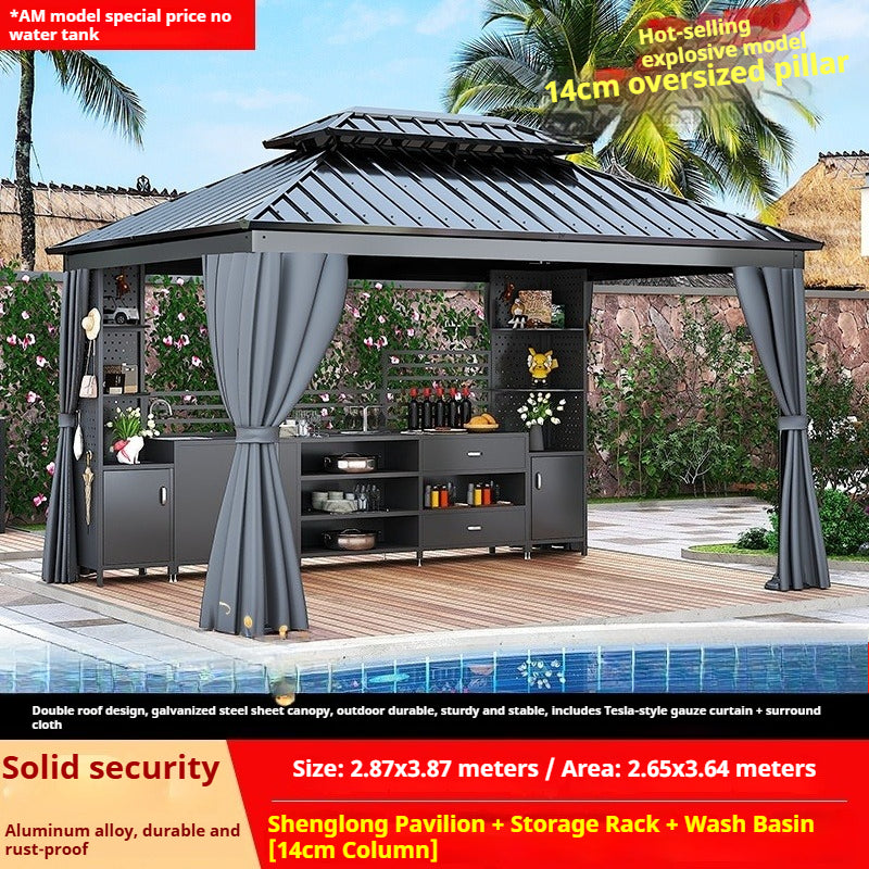 Outdoor Aluminum Gazebo for Patio Shade with Waterproof Canopy & Corner Posts