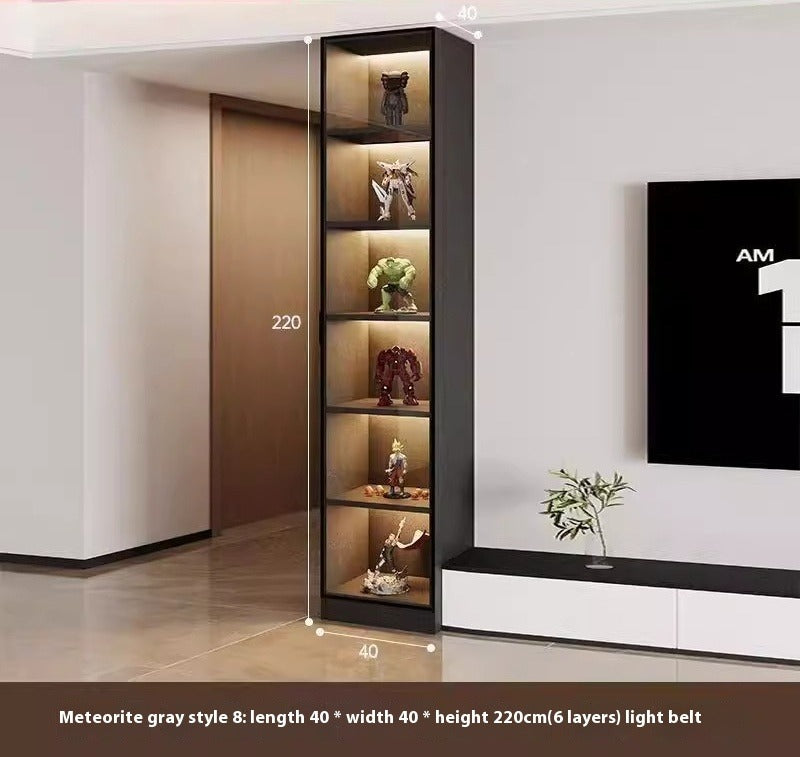 Custom Lighted Glass Door Display Cabinet – Modern Floor Wine & Collectibles Unit for Living Room