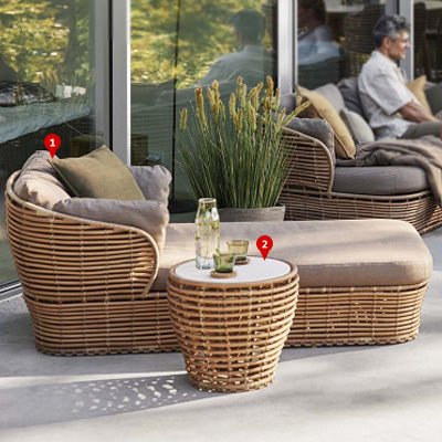 Outdoor Rattan Lounge Sofa Set with Sunbed, Waterproof for Garden, Patio, Resort Use