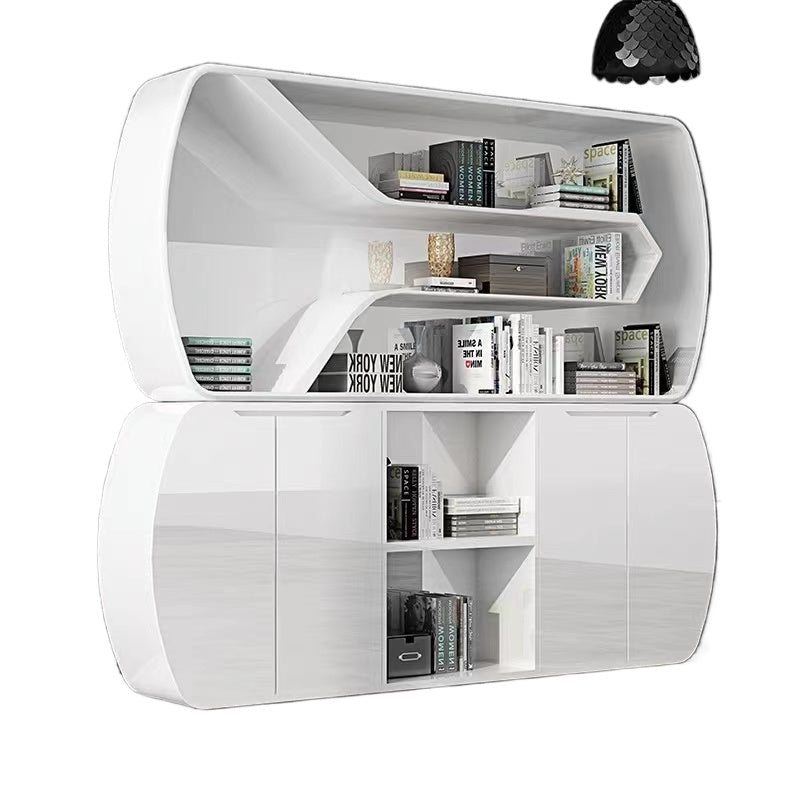 Custom White Lacquer Office Cabinet – Modern Display & Storage Unit for Files and Background Wall