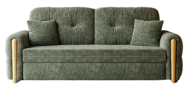 Vintage Cream Convertible Sofa Bed - Solid Wood Frame with Electric Lift Table (Coir Mattress, Space-Saving)