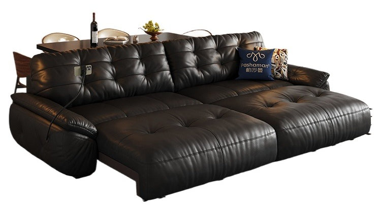 Luxury Faux Leather Corner Sofa Bed with Multi-Position Design