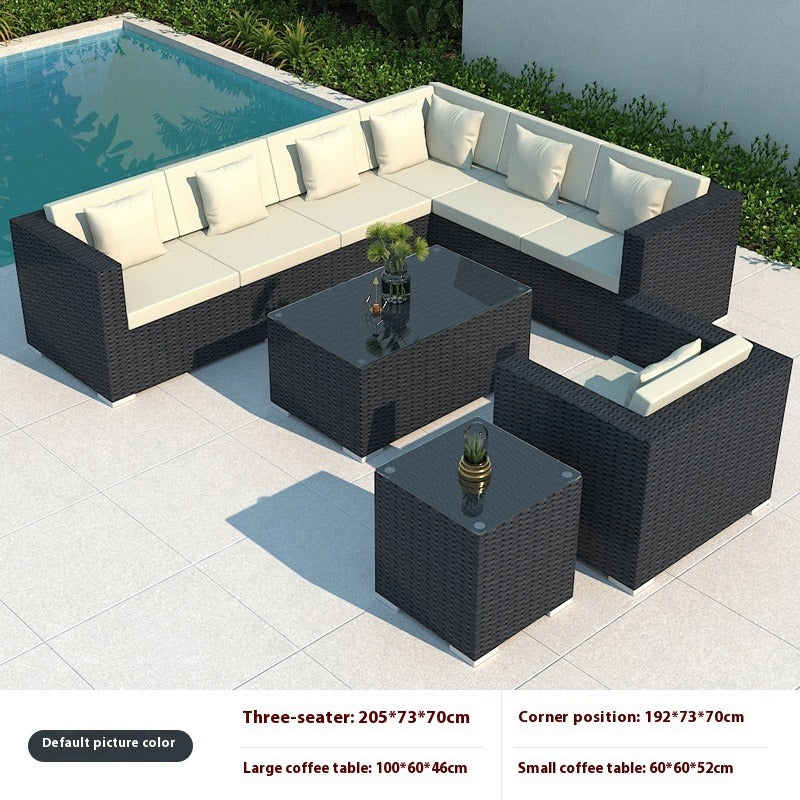 Outdoor Rattan Sofa Set 3-Seater Waterproof Lounge for Patio, Garden & Balcony