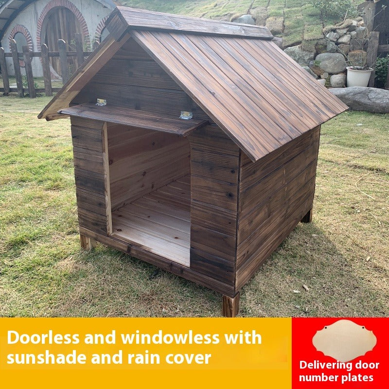 All-Season Wooden Outdoor Dog House – Waterproof Large Kennel for Big Dogs with Weather Protection