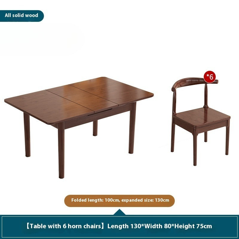 Solid Wood Foldable Dining Table Set in Walnut Finish for Small Modern Homes