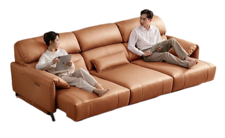 Italian Leather Electric Recliner – Smart Multi-Function Sofa Bed for Living Room Use