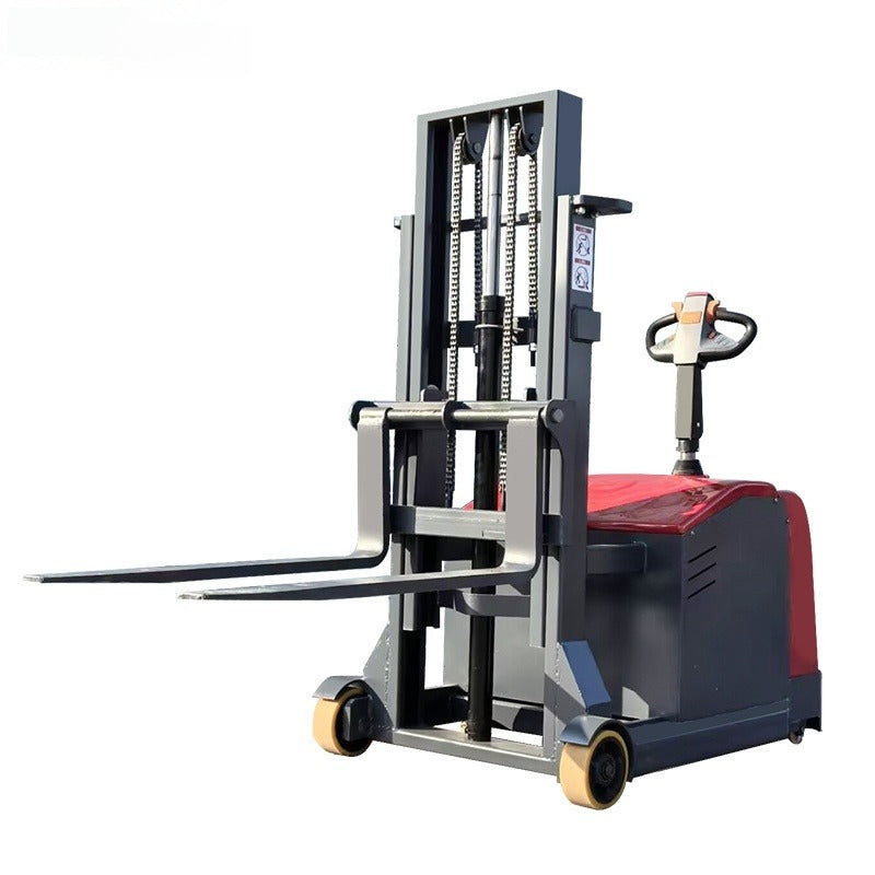 Compact Dual-Lift Semi/Full Electric Stacker Forklift with Hydraulic Lift & Auto Pallet Handling