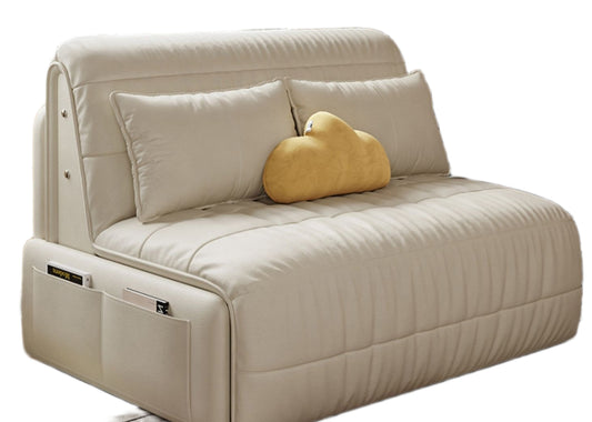 Smart Electric Leather Sofa Bed - Multifunction Folding Recliner with Latex Mattress for Small Spaces
