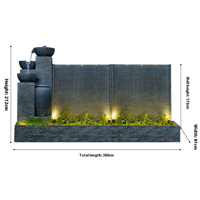 Rockery Waterfall Wall Fountain with Screen Feature for Villa Garden, Courtyard & Office Landscape Decor