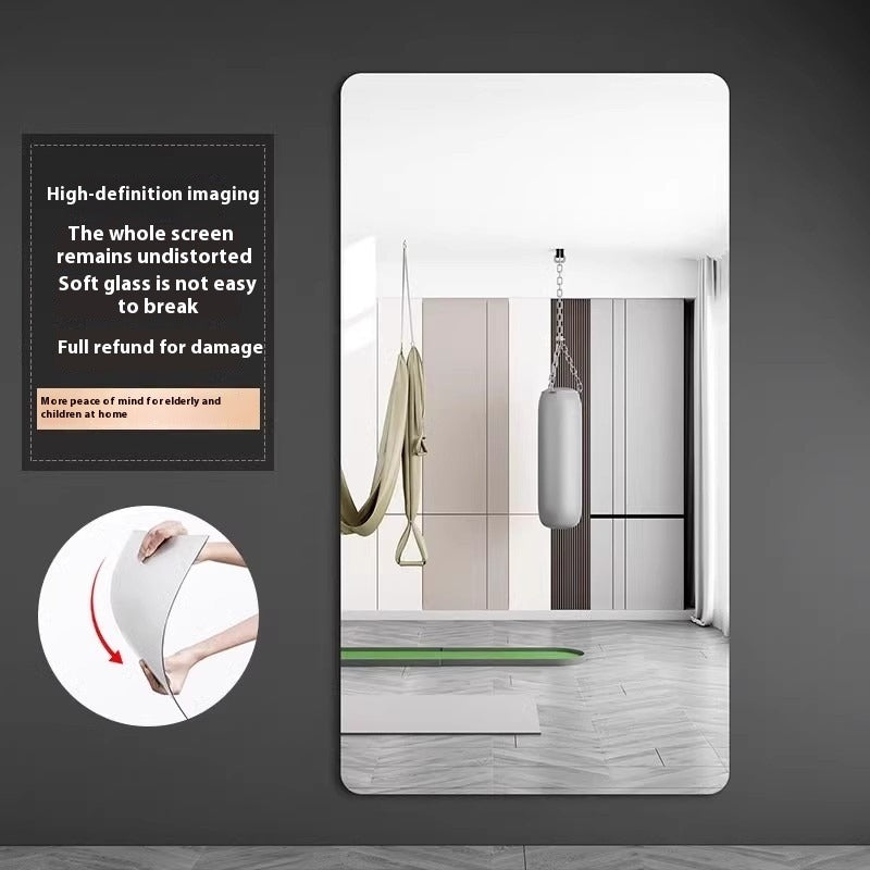 Shatterproof Adhesive Full-Length Soft Mirror – Wall-Mounted, No-Drill Design for Home Gym, Yoga & Dance