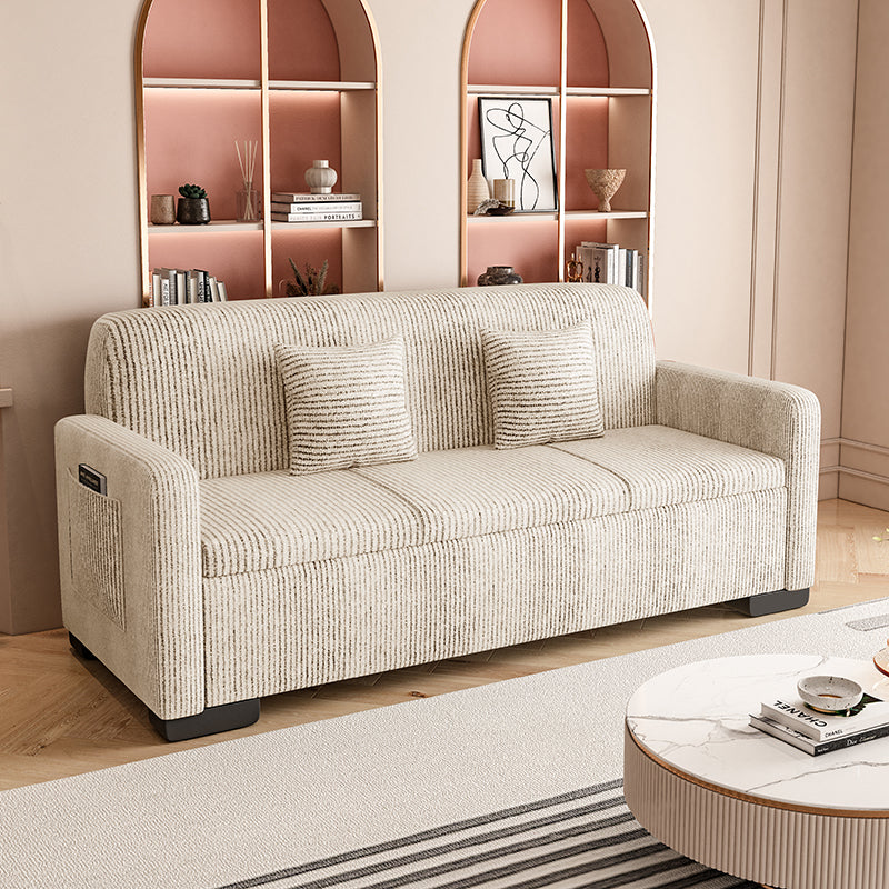 Cream-Style Tech Fabric Storage Sofa Bed with Easy-Clean Cover for Small Spaces