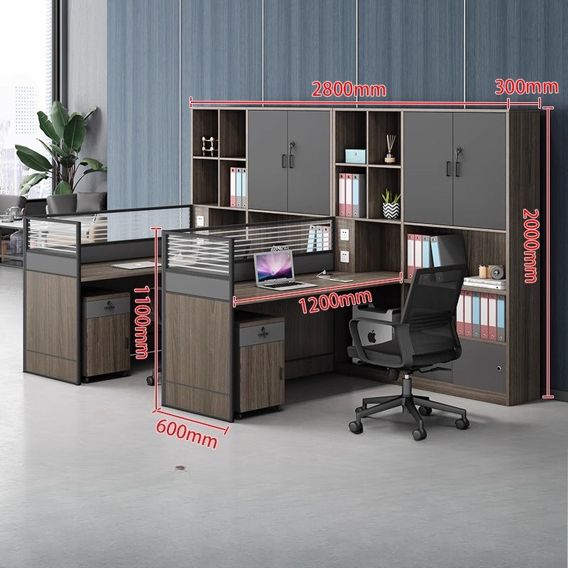 Office Desk & Chair Workstation Set with Storage Cabinet for 2/4-Person HR & Finance Teams