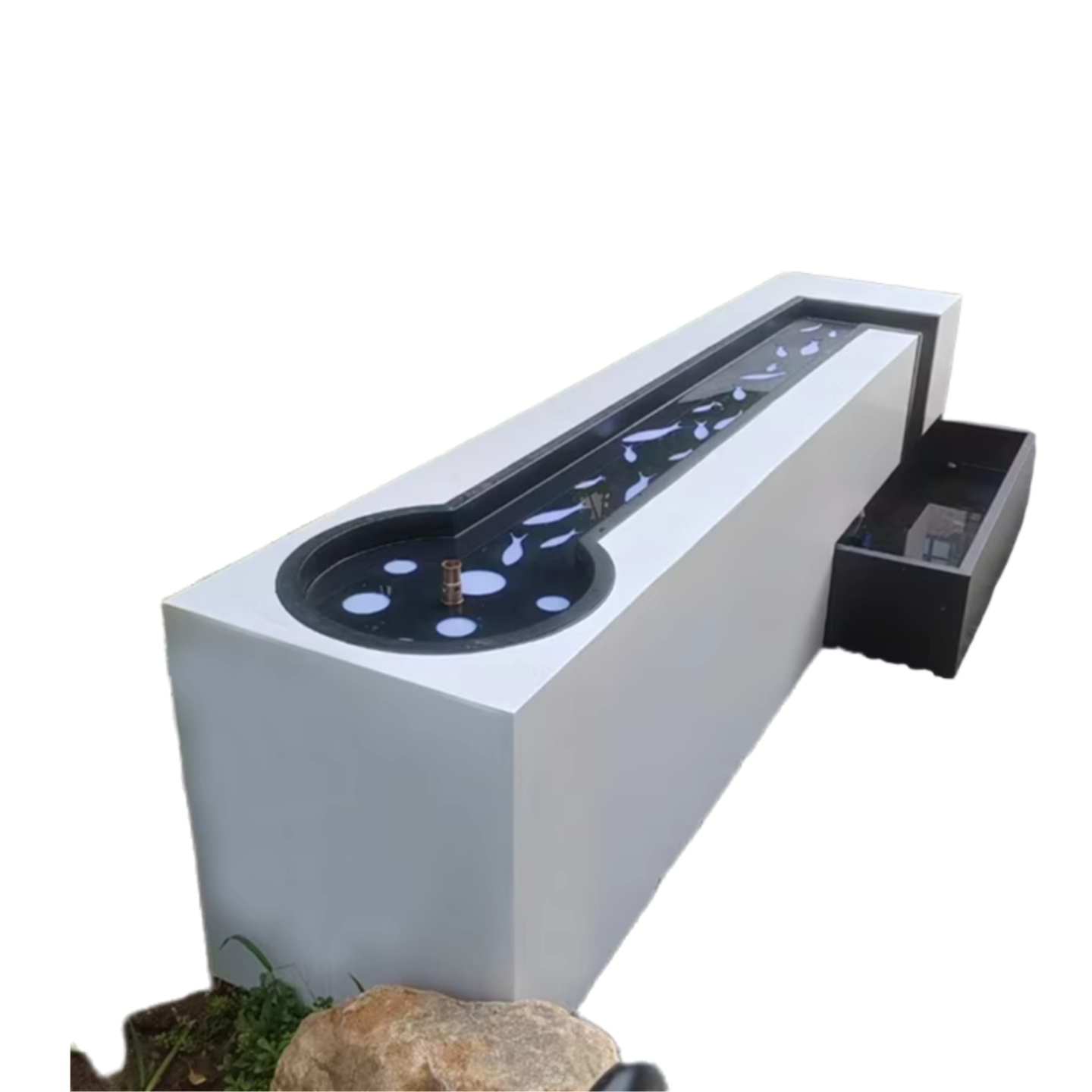Stainless Steel Fountain & Water Feature with Pool for Courtyard Landscape & Metal Wall Decor