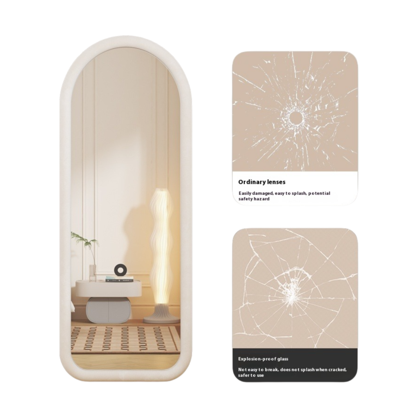 Aesthetic Full-Length Irregular Mirror – Wall-Mounted or Freestanding Dressing Mirror for Girls' Bedroom