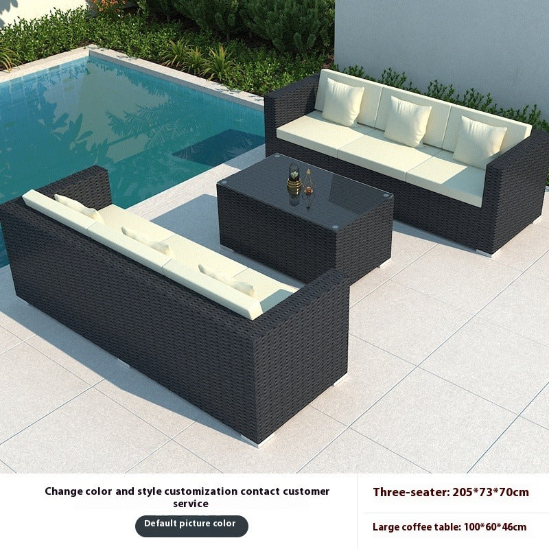 Outdoor Rattan Sofa Set 3-Seater Waterproof Lounge for Patio, Garden & Balcony